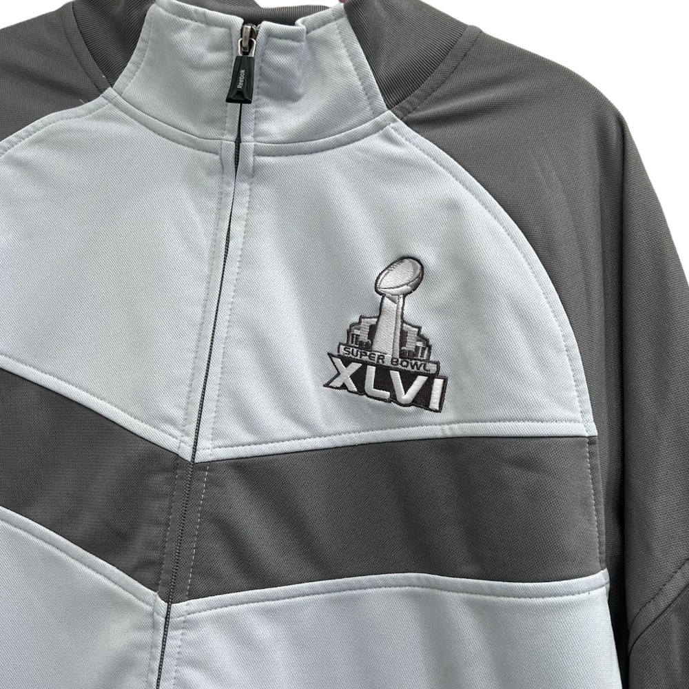 REEBOK TEAM APPAREL SUPER BOWL XLVI (46) 2-TONE GRAY ZIP UP JACKET